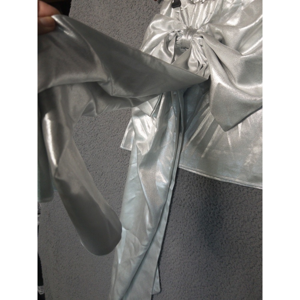 Johnny Wujek Silver Metallic Giant Bow Rave Festival Mini Skirt Women 13 NWT $69 - Picture 12 of 16